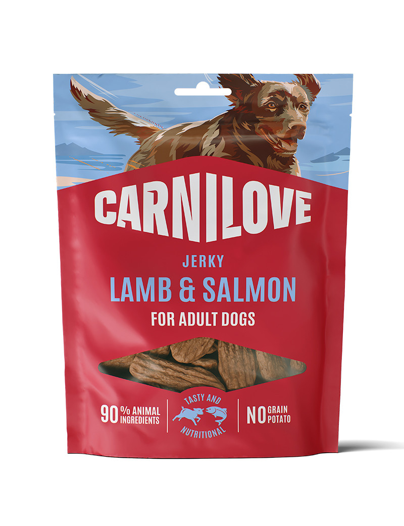 Meat Jerky Hundgodis Lamm & Lax - 100 g