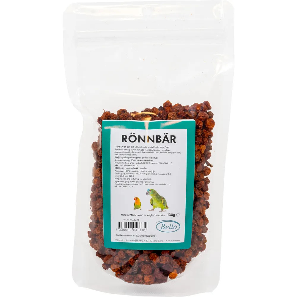 Torkade rönnbär till Fågel - 130 g | Djurtyp - Fågel - Fågelgodis | DogStyle