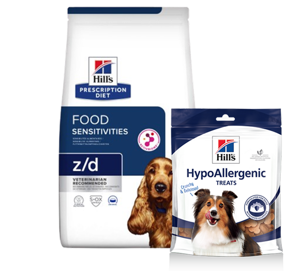 Treats + Prescription Diet z/d Food Sensitivities Torrfoder till Hund - 10 kg + 220 g