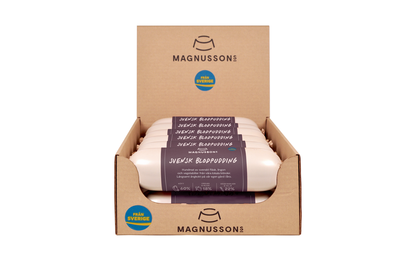 Svensk Blodpudding, Ångkokt Hundfoder - 12 x 650 g