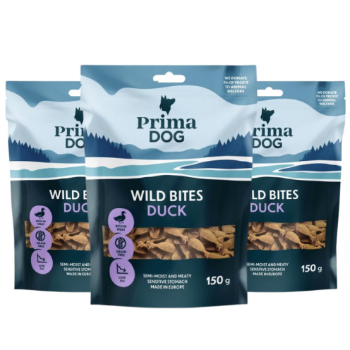 3-pack Wild Bites Anka & Solhatt - 3 x 150 g