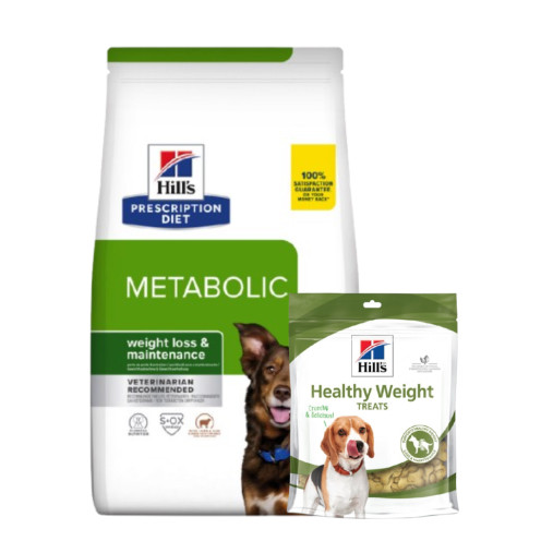 Treats + Prescription Diet Metabolic Weight Management med Lamm & Ris Hundfoder - 12 kg + treats