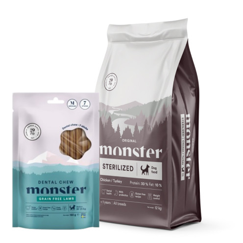 K&ouml;p Dog Original Sterilized Chicken &amp; Turkey - f&aring; Dental Chew p&aring; k&ouml;pet! - 12 kg + Dental Chew