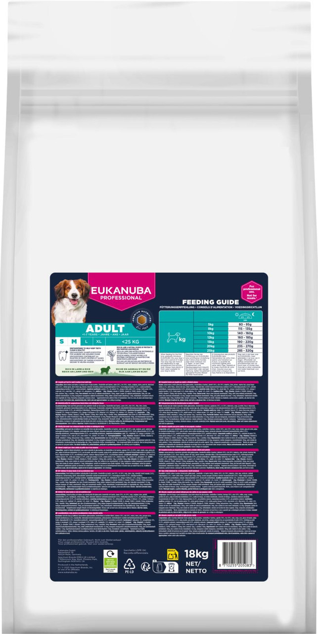 Dog Adult S/M Breed Lamb & Rice - 18 kg