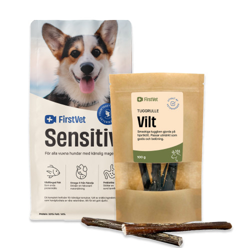 K&ouml;p FirstVet Sensitiv f&ouml;r hundar med k&auml;nslig mage 12 kg - f&aring; tuggben p&aring; k&ouml;pet! - 12 kg + 100 g