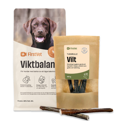 K&ouml;p FirstVet Viktbalans f&ouml;r hundar som har sv&aring;rt att h&aring;lla vikten 12 kg - f&aring; tuggben p&aring; k&ouml;pet! - 12 kg + 100 g