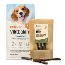 Köp FirstVet Sensitiv Viktbalans, hundfoder för känsliga magar, med lägre fetthalt 12 kg - få tuggben på köpet!