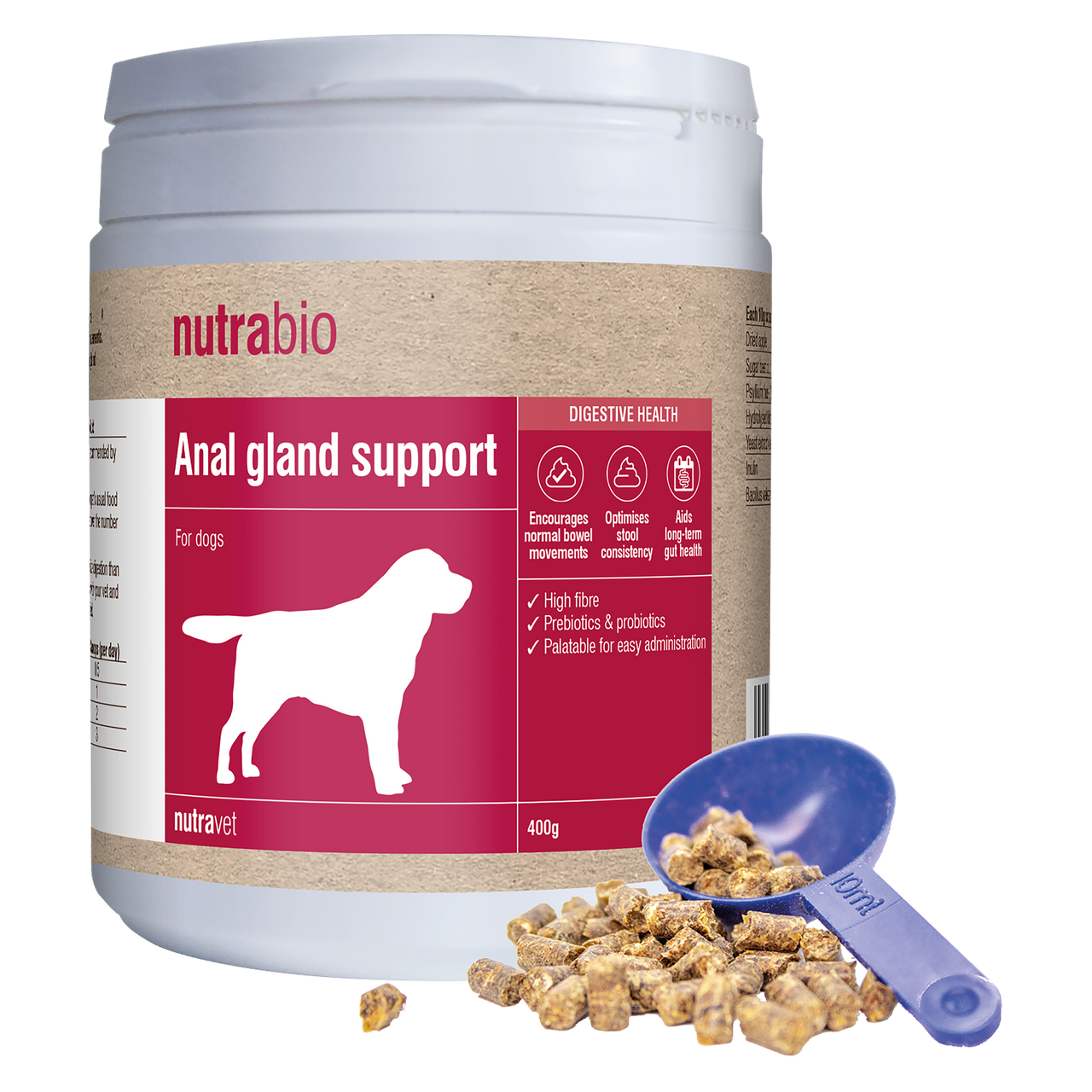 Nutrabio Anal Gland Support - 400 g | Djurtyp - Hund - Valp - Valptillbehör | DogStyle