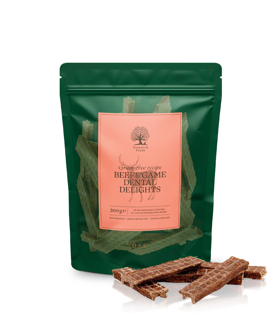 Essential Grain-Free Beef & Game Dental Delights Tuggben för Hund - 200 g