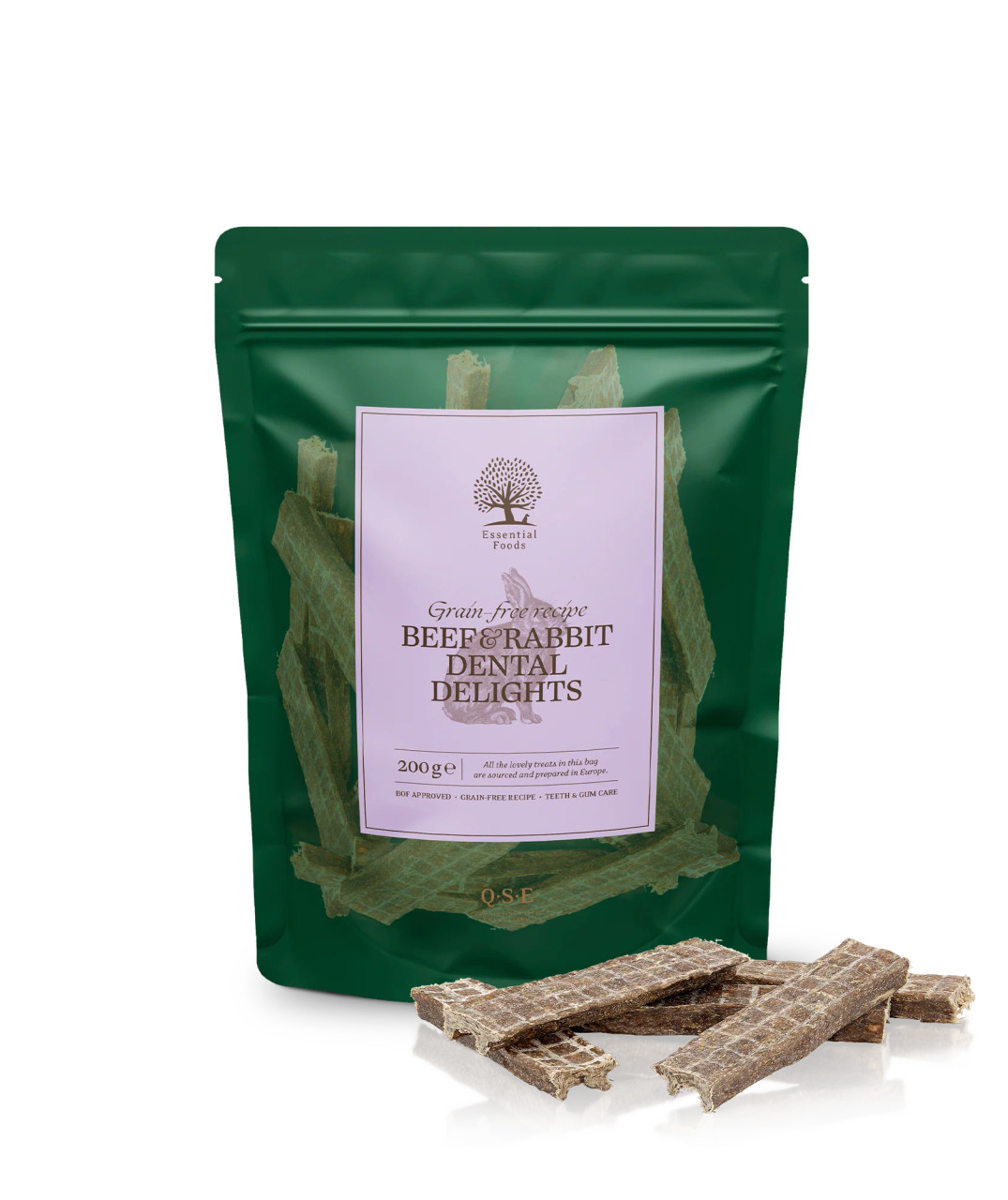 Essential Grain-Free Beef & Rabbit Dental Delights Tuggben för Hund - 200 g