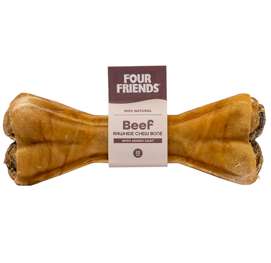 Natural Chews Beef Rawhide Chew Bone with Goat till Hund - 22 cm