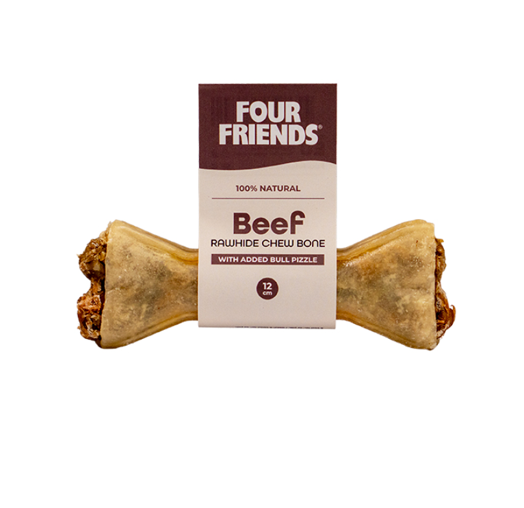Natural Chews Beef Rawhide Chew Bone with Bull Pizzle till Hund - 12 cm