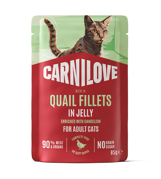 Adult Pouch Jelly med Vaktel och Maskros V&aring;tfoder f&ouml;r Katt - 24 st x 85 g