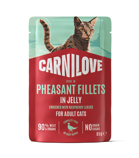 Adult Pouch Jelly med Fasan och Hallonblad V&aring;tfoder f&ouml;r Katt - 24 st x 85 g