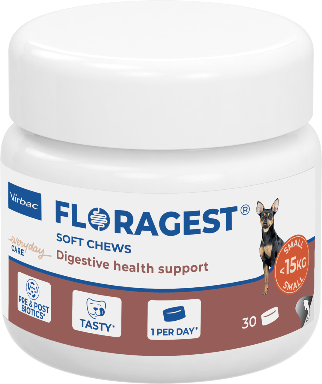 Floragest Tuggbitar Magtillskott till Hund - Small < 15 kg (30 tab)