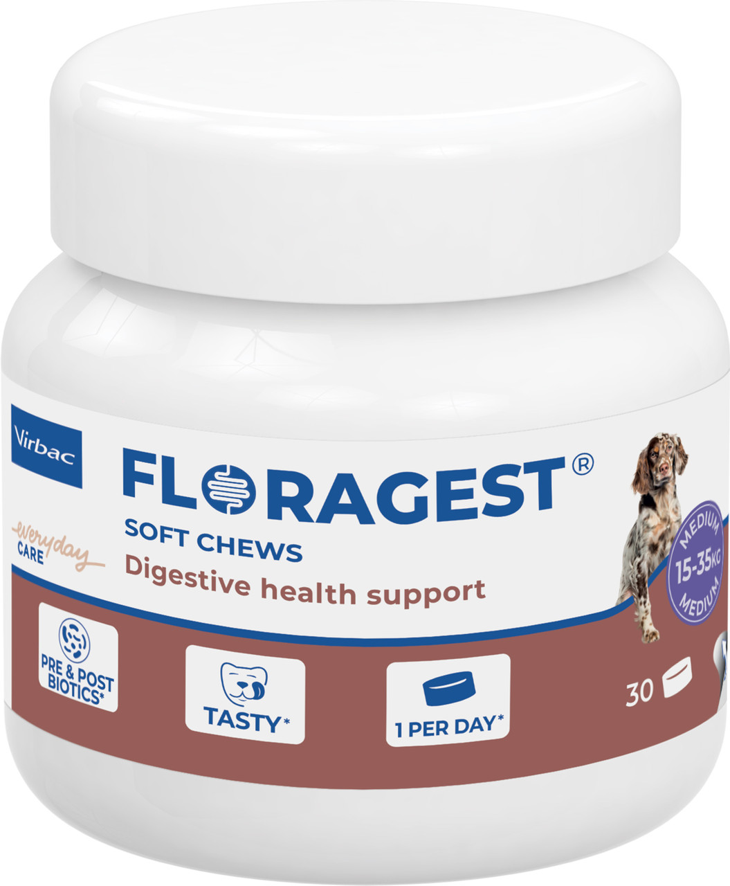Floragest Tuggbitar Magtillskott till Hund - Medium 15-35 kg (30 tab)