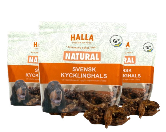 3-pack Svensk kycklinghals hund- och kattgodis - 3 x 180 g