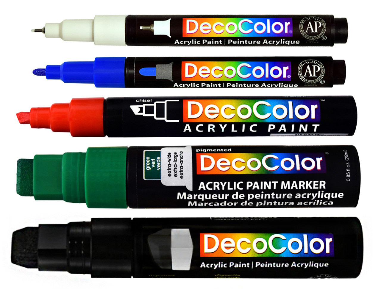 DecoColor Acrylic Chisel Marker Set of 4, Bright Colors