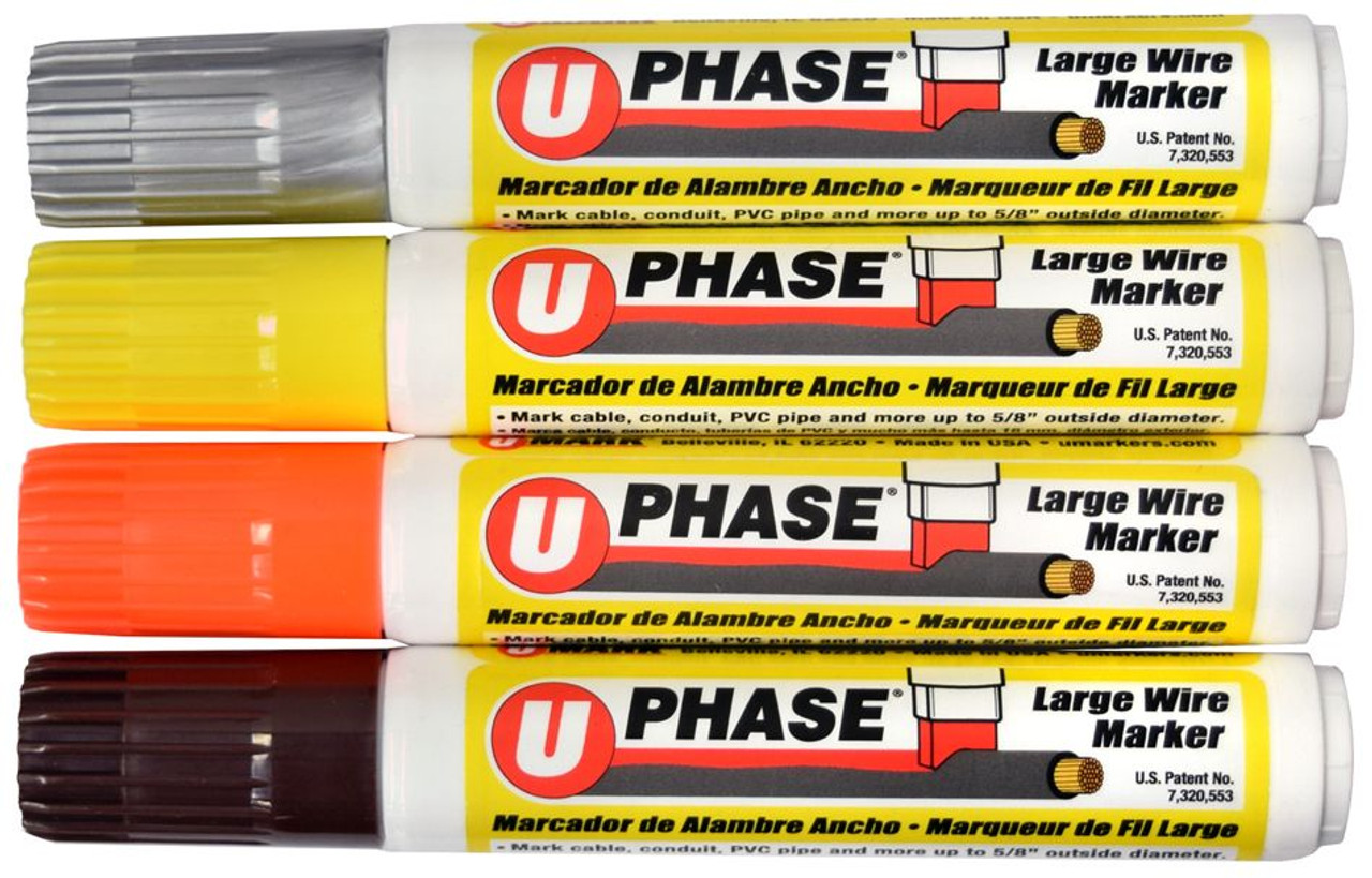 U-Phase Large Wire Marker Set of 4- 3 Phase