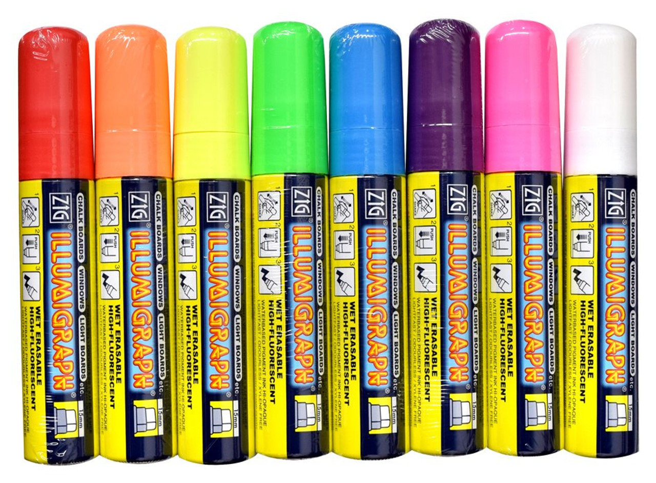 Zig Posterman Waterproof Broad 15mm Tip 5 Fluorescent Color