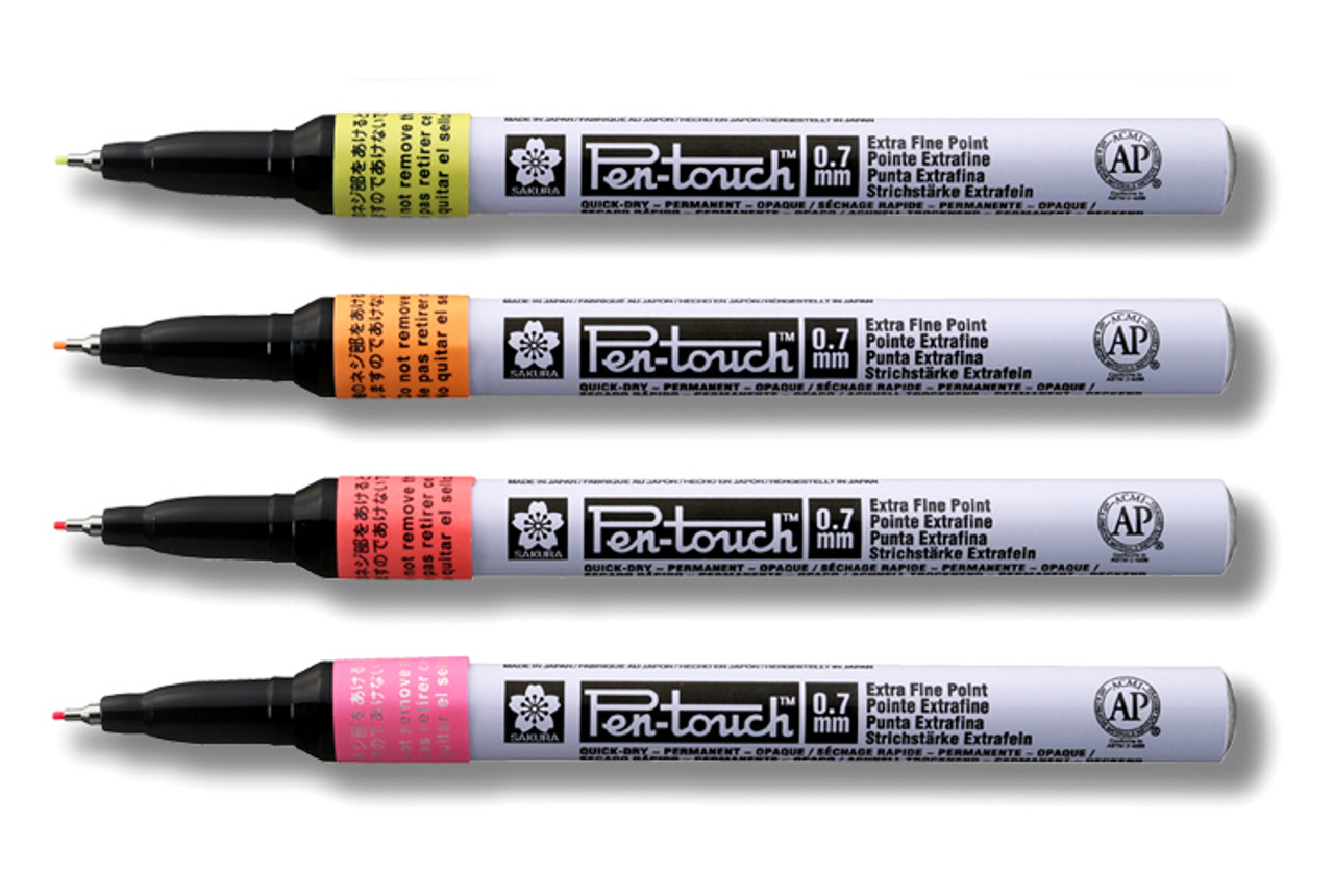 Sakura Pen-touch 0.7mm Extra Fine Tip Fluorescent 4-Pack