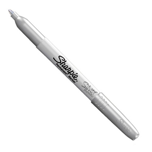 Sharpie Fine Tip Metallic Silver Marker with shiny opaque permanent ink