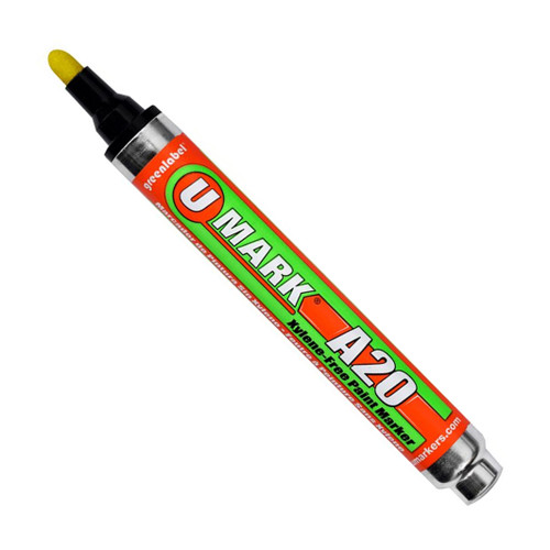 U-Mark A20 Xylene-Free industrial paint marker with reversible bullet/chisel tip A20