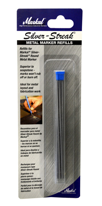 096007 Markal Welding Marker - Silver-Streak Metal Marker - Round Refill 6  pk (Case of 24)