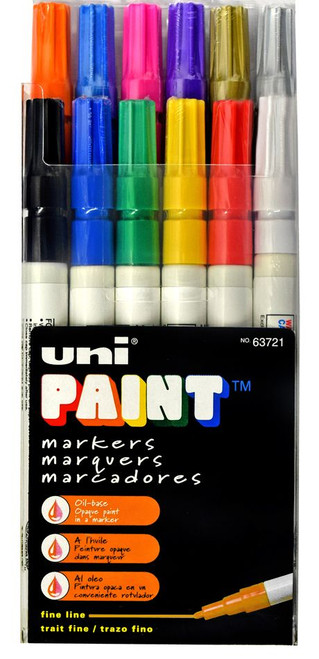 Uni Paint Markers Fine Point PX21 Multicolor Set of 12