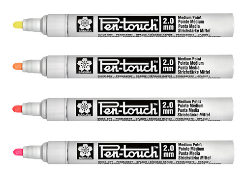 Sakura Pen-touch 0.7mm Extra Fine Tip Fluorescent Set of 4