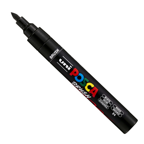 Uni Posca PC-5BR Medium Brush Tip Marker with reversible tip and water-based acrylic paint in 16 colors