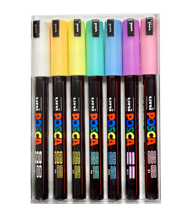 uni Posca - PC1MR - Extra Fine Tip Pen - Soft Colors, 8 pc