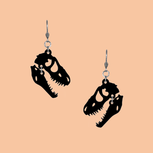 T-Rex Chomping Skull Petite Laser Cut Acrylic Earrings T-Rex Chomping Skull Petite Laser Cut Acrylic Earrings