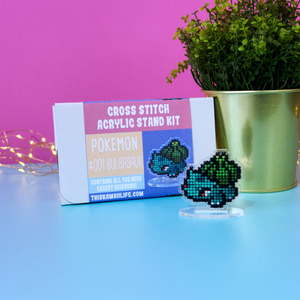 #001 Bulbasaur - Cross Stitch Acrylic Display Stand Kit (Full Skeins)