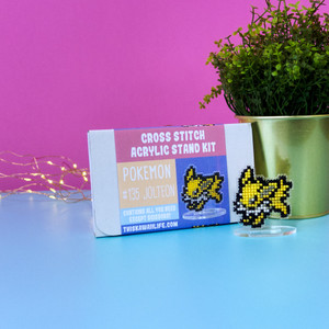 #135 Jolteon - Cross Stitch Acrylic Display Stand Kit (Full Skeins)
