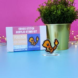 #004 Charmander - Cross Stitch Acrylic Display Stand Kit (Full Skeins)