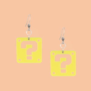 Mario Question Block Laser Cut Acrylic Earrings Mario Question Block Laser Cut Acrylic Earrings