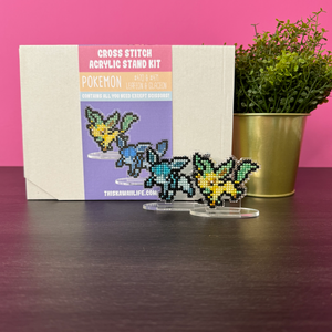 #470-1 Leafeon & Glaceon - Cross Stitch Acrylic Display Stand Set Kit
