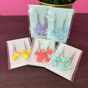 Jigsaw Puzzle Piece Trio Dangle Earrings Jigsaw Puzzle Piece Trio Dangle Earrings