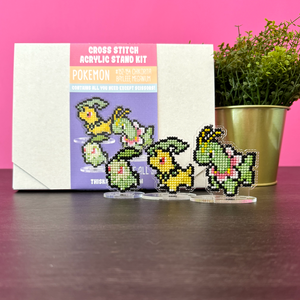 #152-154 Chikorita Evolution Set - Cross Stitch Acrylic Display Stand Kit #152-154 Chikorita Evolution Set - Cross Stitch Acrylic Display Stand Kit