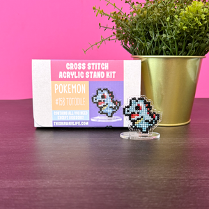 #158 Totodile - Cross Stitch Acrylic Display Stand Kit (Full Skeins) #158 Totodile - Cross Stitch Acrylic Display Stand Kit (Full Skeins)