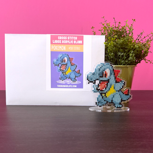 #158 Totodile - Large Cross Stitch Acrylic Display Stand Blank
