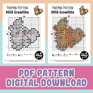 #058 Growlithe - Cross Stitch Digital PDF Download Pattern