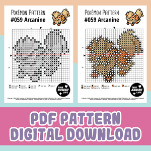 #059 Arcanine - Cross Stitch Digital PDF Download Pattern