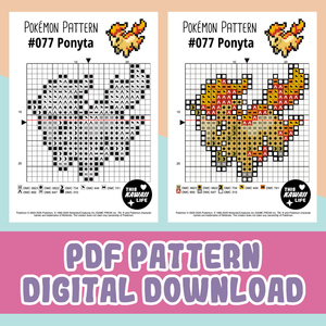 #077 Ponyta - Cross Stitch Digital PDF Download Pattern