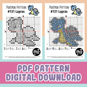 #131 Lapras - Cross Stitch Digital PDF Download Pattern