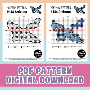 #144 Articuno - Cross Stitch Digital PDF Download Pattern
