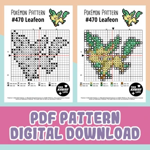 #470 Leafeon - Cross Stitch Digital PDF Download Pattern