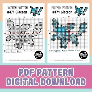 #471 Glaceon - Cross Stitch Digital PDF Download Pattern