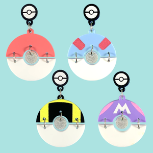 Poke Ball Laser Cut Acrylic Drop Earrings